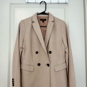 Ann Taylor Pink Houndstooth Double-Breasted Blazer